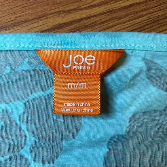 2for$20 Joe Fresh Turquoise Floral Summer T-shirt. Size Medium. - Picture 3 of 6